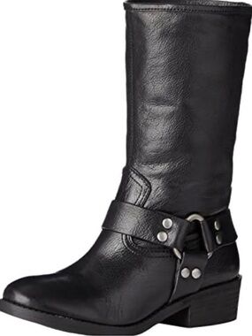 Lucky Brand LK Rolanda Black Moto Harness Boot Genuine Leather 6